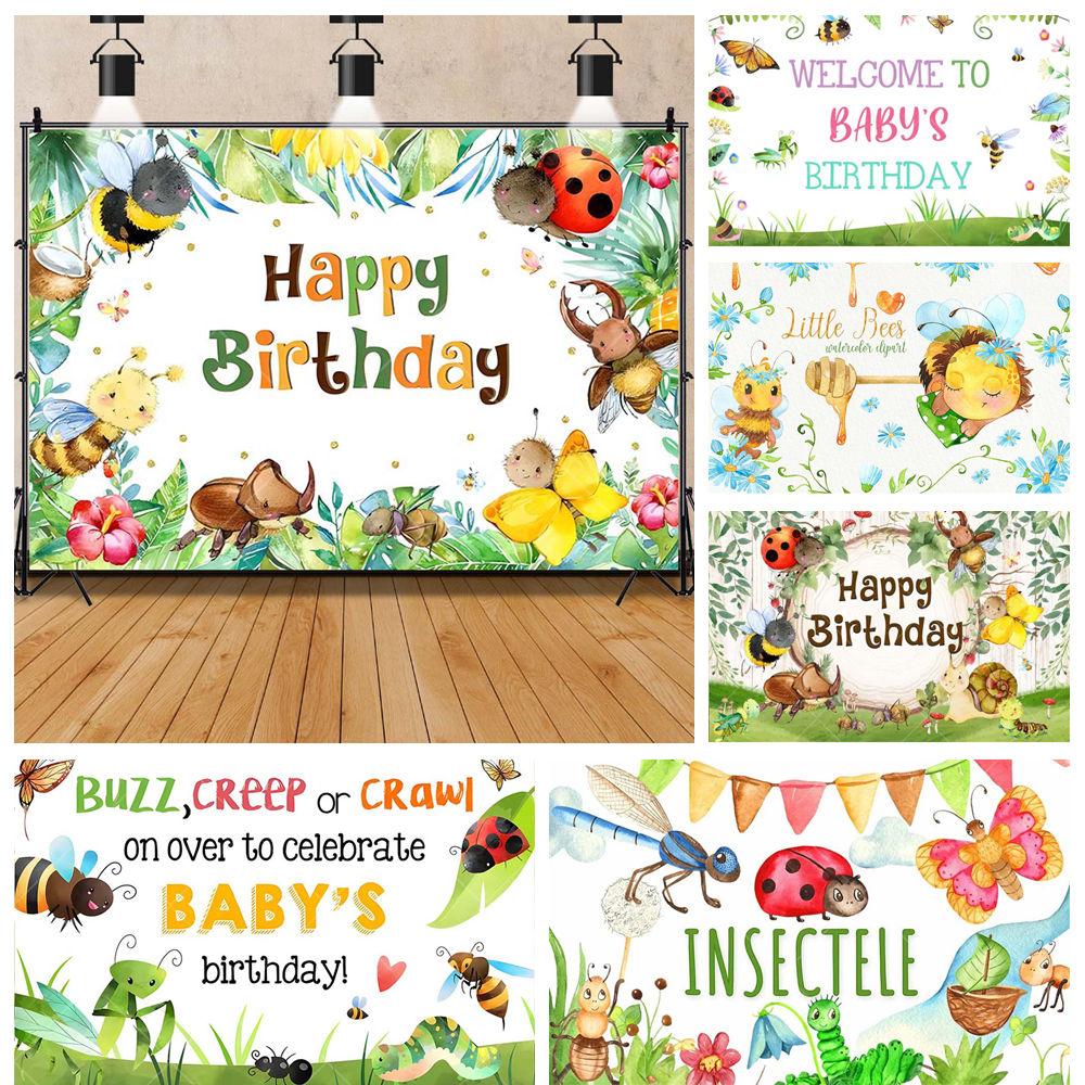 Background For Kids Education - Festa de insetos dos desenhos animados