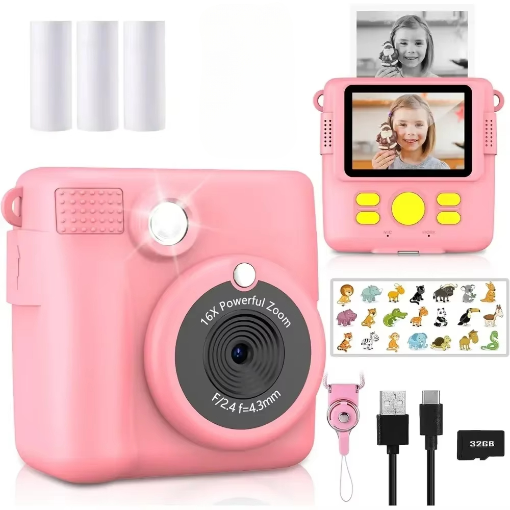 Kids Education News - Câmera de impressão instantânea para crianças,