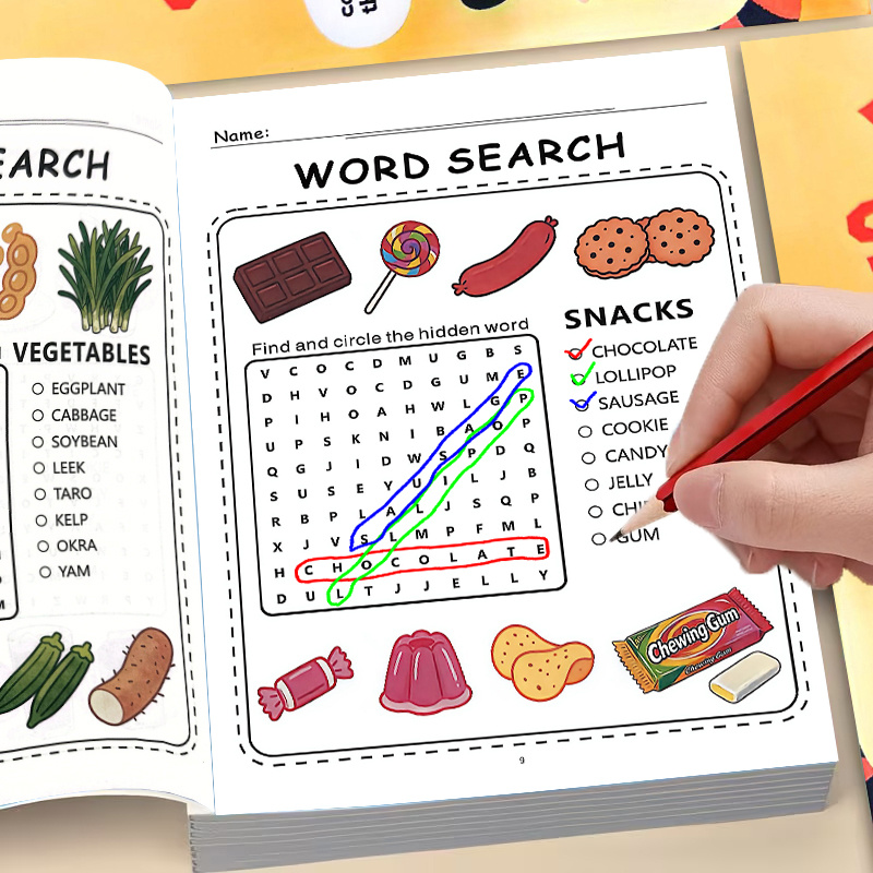 Kids Education Related - Livro de Quebra-Cabeças de Palavras: Quebra-Cabeças